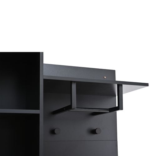 Meuble D'entrée Vestiaire Avec Banc De Rangement, LED Télécommandée Et 21 Compartiments, Noir