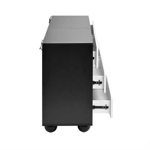 Coiffeuse Avec 6 Tiroirs, Grande Capacité Rangement, Panneaux De Particules, Blanc Et Noir