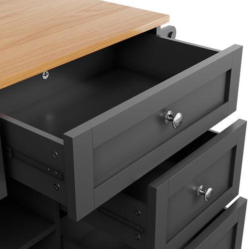 Îlot Cuisine Mobile Avec Tiroirs Et Rangement Sur Roulettes, Meuble Mdf, Noir