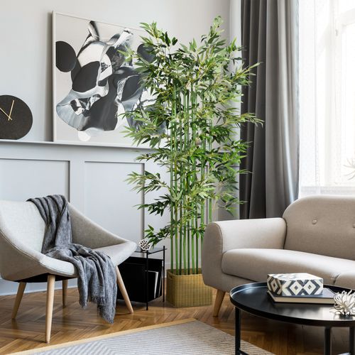 Plante Artificielle 35x35x180 Cm, bambou Artificiel, pot Stable, entretien Facile, plastique, vert