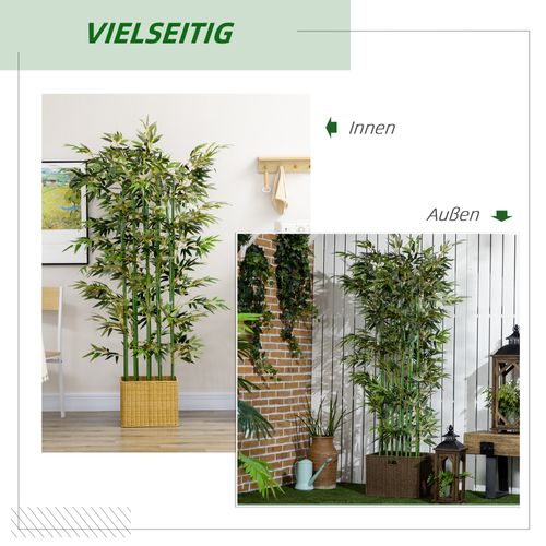 Plante Artificielle 35x35x180 Cm, bambou Artificiel, pot Stable, entretien Facile, plastique, vert