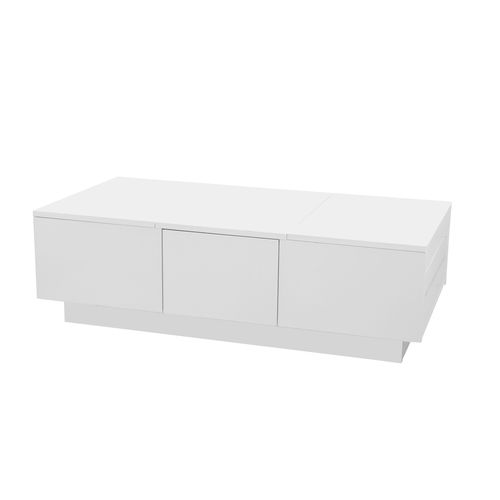 Table Basse100x50x31cm, table Rectangulaire, 2 Tiroirs, moderne, 2coffres, aggloméré, blanc