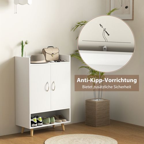 Meuble à Chaussures 60x30x92cm, 2 Portes, design Simple, moderne, contreplaqué,blanc