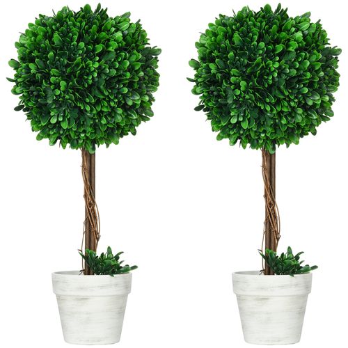 2 Plantes Artificielles28x28x60 Cm, Entretien Facile, pot Stable, plastique, vert