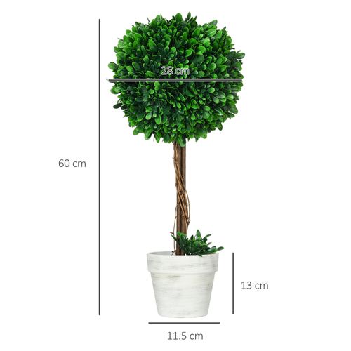 2 Plantes Artificielles28x28x60 Cm, Entretien Facile, pot Stable, plastique, vert
