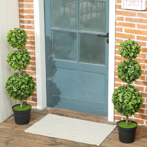 2 Plantes Artificielles28x28x100 Cm, Entretien Facile, peuplier, pot Stable, plastique, vert
