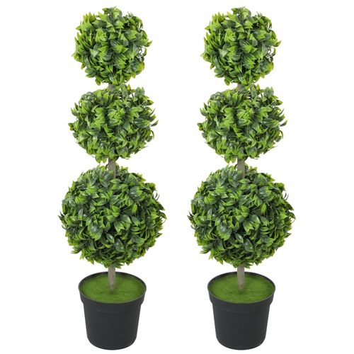 2 Plantes Artificielles28x28x100 Cm, Entretien Facile, peuplier, pot Stable, plastique, vert