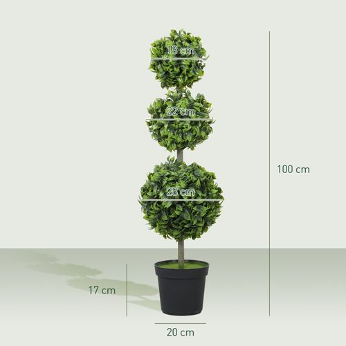 2 Plantes Artificielles28x28x100 Cm, Entretien Facile, peuplier, pot Stable, plastique, vert