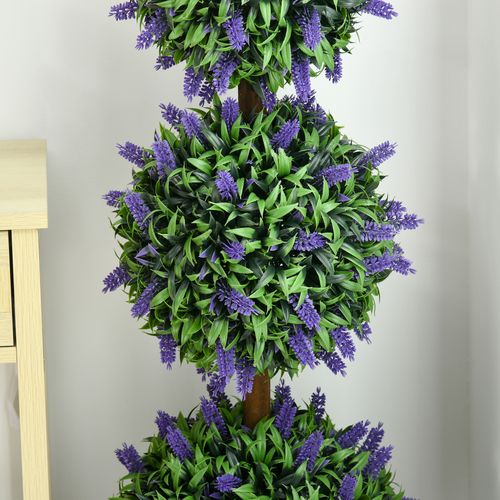 2 Plantes Artificielles20x20x110 Cm, Entretien Facile, lavande, pot Stable, plastique, vert