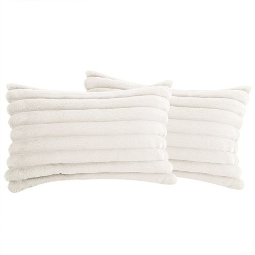 Housses de coussin 30x50cm, Lot De 2, Fermeture Éclair Dissimulée, Velours simple face, Blanc