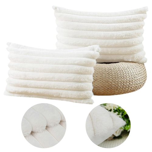 Housses de coussin 30x50cm, Lot De 2, Fermeture Éclair Dissimulée, Velours simple face, Blanc