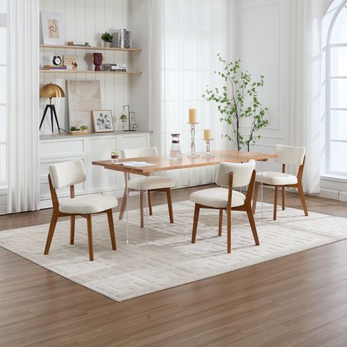 2 Fauteuil De Table54,5x47x77cm, Pieds En Bois, Design Élégant, Dossier, Bois, Lin, Blanc