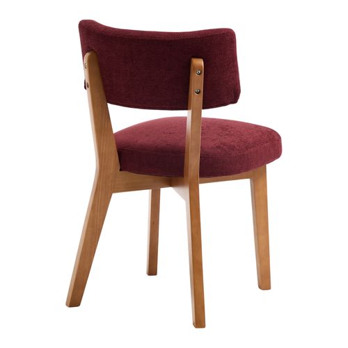 2 Fauteuil De Table54,5x47x77cm, Pieds En Bois, Design Élégant, Dossier, Bois, Lin, Rouge