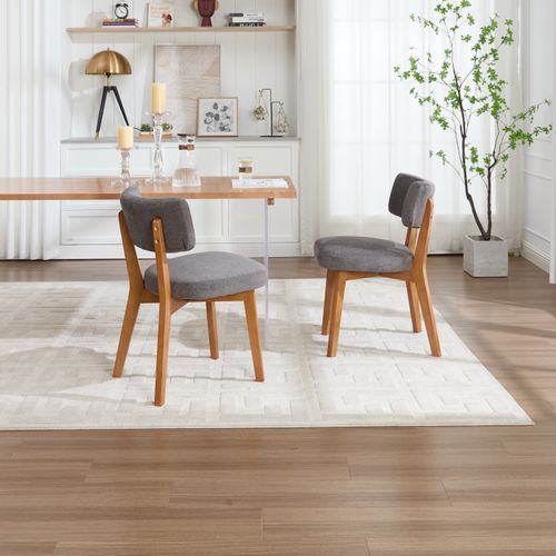 2 Fauteuil De Table54,5x47x77cm, Pieds En Bois, Design Élégant, Dossier, Bois, Lin, Gris