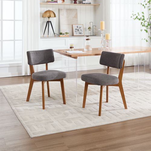 2 Fauteuil De Table54,5x47x77cm, Pieds En Bois, Design Élégant, Dossier, Bois, Lin, Gris