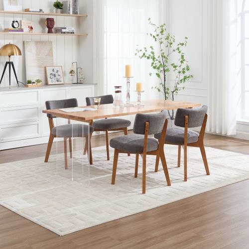 2 Fauteuil De Table54,5x47x77cm, Pieds En Bois, Design Élégant, Dossier, Bois, Lin, Gris