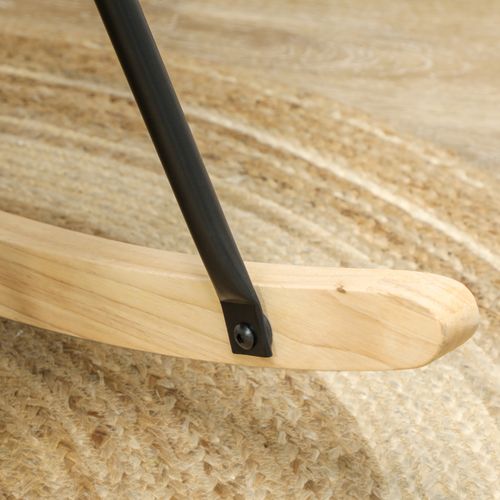 Rocking Chair98x71x101cm,fauteuil à Bascule,cadre En Acier,base En Bois,polyester,blanc