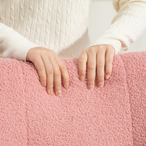 Rocking Chair94x70x100cm,fauteuil à Bascule，cadre En Métal，pieds En Bois，tissu Teddy，rose