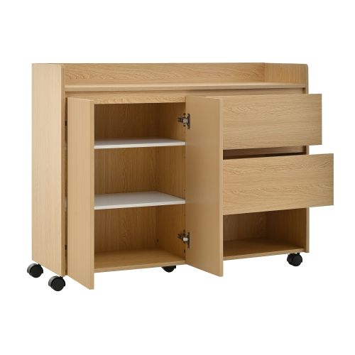 Meuble à Chaussures Bois, Roulettes Universelles Avec Frein, Étagères Réglables