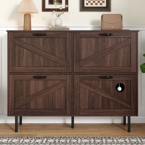 Meuble à Chaussures Noyer, Étroit, Avec Rangement Pour Jouets Pour Animaux