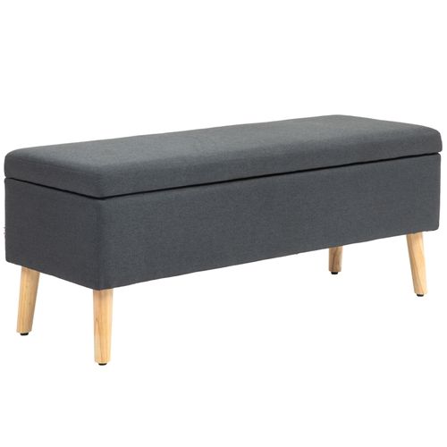 Banc Coffre110x39x45cm, banc De Lit, moderne, pieds En Bois, rectangle, polyester, gris Foncé