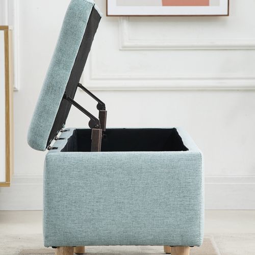 Banc Coffre110x39x45cm, Banc De Lit, Moderne, Pieds En Bois, Rectangle, Polyester, Vert