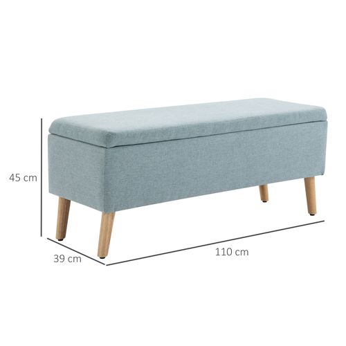 Banc Coffre110x39x45cm, Banc De Lit, Moderne, Pieds En Bois, Rectangle, Polyester, Vert