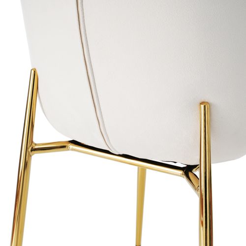 Lot De 2 Chaises De Salle à Manger 49*40*82cm, 2 Chaises En Velours, Pied Doré En Métal, Beige