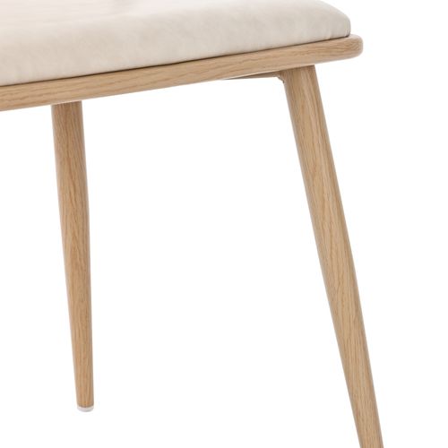 Lot De 2 Chaises De Salle à Manger 50*48*80cm, L'assise Rembourrée En Pu, Dossier En Rotin Pe, Beige