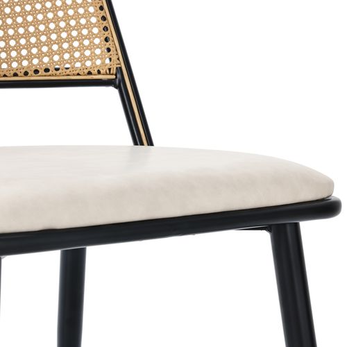 Lot De 2 Chaises De Salle à Manger 50*48*80cm, L'assise Rembourrée En Pu, Dossier En Rotin Pe, Noir