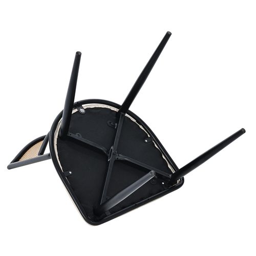 Lot De 2 Chaises De Salle à Manger 50*48*80cm, L'assise Rembourrée En Pu, Dossier En Rotin Pe, Noir