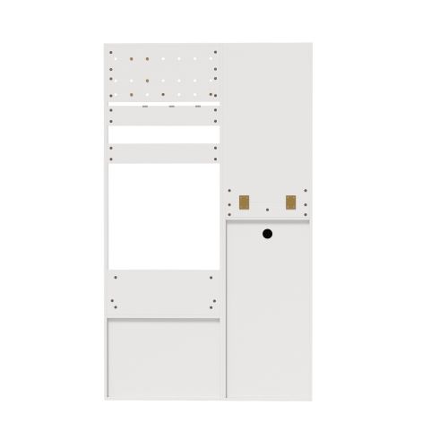 Vestiaire D'entrée Avec Miroir, Crochets Réglables Et Étagères Spacieuses, Blanc