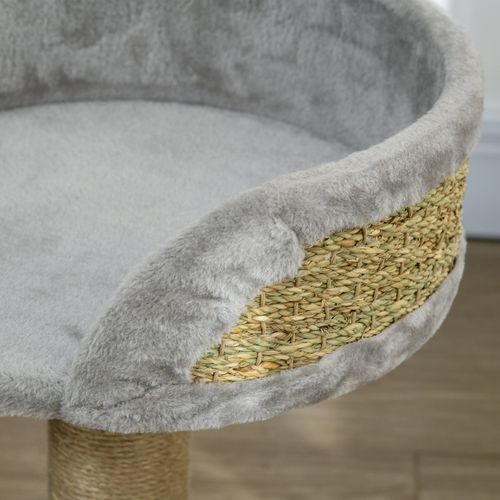 Couchage Chat 40x40x49cm, Nid De Chat, Balle Suspendue, Aggloméré, Jute, Gris