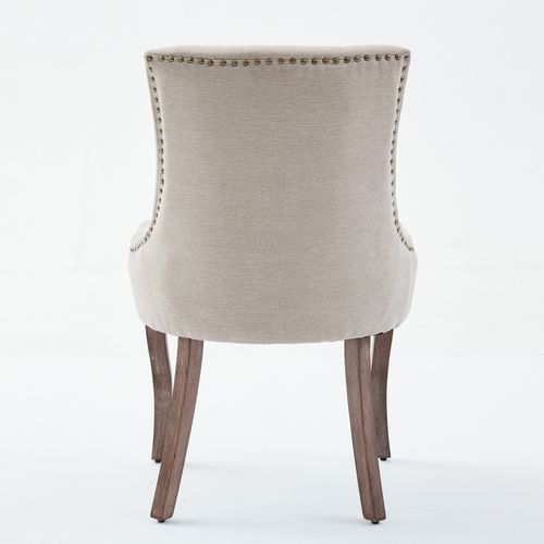 Lot de 2 Chaises De Salle à Manger 55x61x92,5cm, Pieds En Bois Massif, chenille Beige