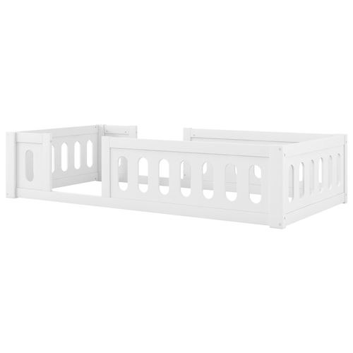 Lit Enfant 90x200 cm - Lit à Barrière Avec Ouverture Sécurisée, Bois Massif/mdf - Blanc