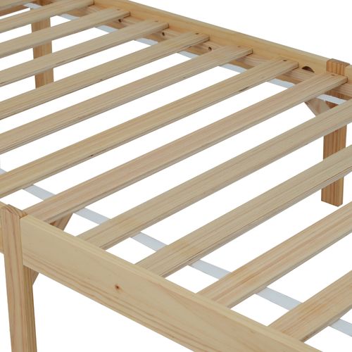 Lit Simple 90x200 Cm - Lit Ado Ou Adulte - Bois De Pin - Blanc Et Naturel