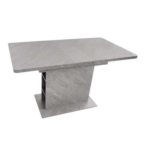 Table à Manger Extensible Rectangulaire Avec Rangement, Panneau De Particules Et Métal, Gris