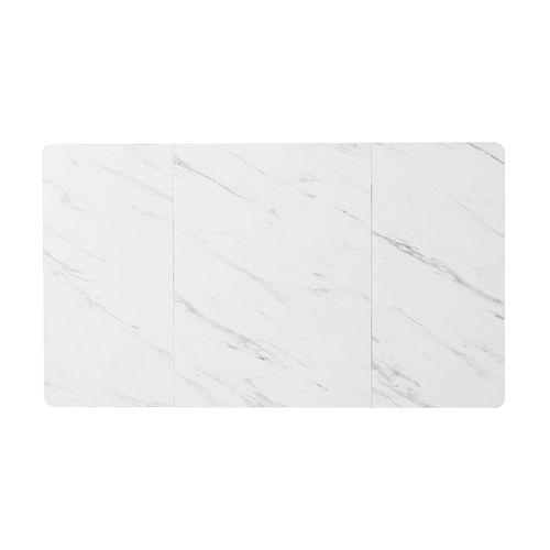 Table à Manger Rectangulaire Avec Plateau Effet Marbre Et Pieds Métal Doré Réglables – Blanc/doré