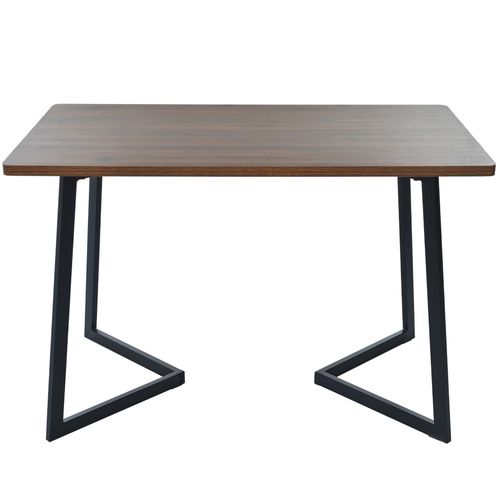Table à Manger Rectangulaire Avec Plateau Bois Et Pieds Métal, 117 X 68 X 75 Cm – Marron/noir