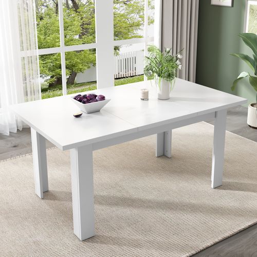 Table à Manger Pliante Avec Rangement Intégré, Plateau Mdf, Design Compact – Blanc