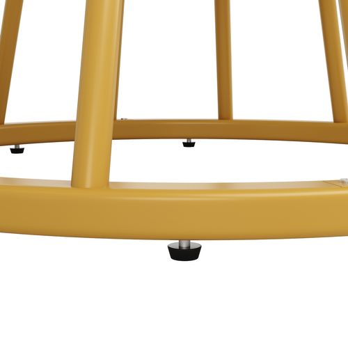 Table à Manger Ronde, Mdf Et Métal Avec Pieds Réglables - 100x100x76 Cm - Doré