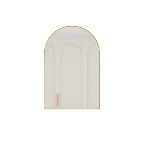 Armoire Miroir Arc Avec Meuble De Rangement Mural Pour Salle De Bain, Salon Ou Chambre Doré
