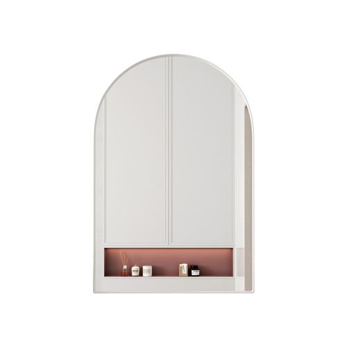 Armoire Miroir Arc Avec Meuble De Rangement Mural Pour Salle De Bain, Salon Ou Chambre Blanc