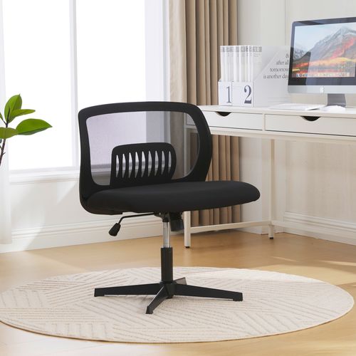 Chaise Bureau Pivotante 360°, Hauteur Réglable, Basculante, Assise Rembourrée Mesh - Noir