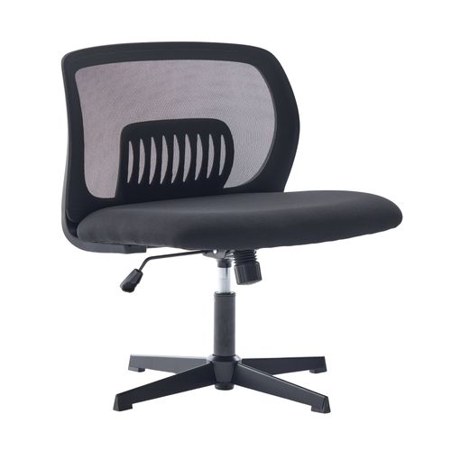 Chaise Bureau Pivotante 360°, Hauteur Réglable, Basculante, Assise Rembourrée Mesh - Noir