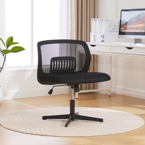 Chaise Bureau Ergonomique Sans Accoudoirs, Hauteur Réglable, Basculante, Siège Velours - Noir