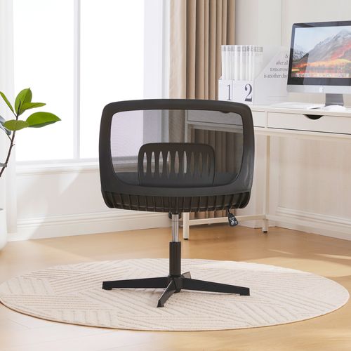 Chaise Bureau Ergonomique Sans Accoudoirs, Hauteur Réglable, Basculante, Siège Velours - Noir