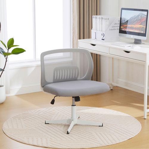 Chaise Bureau Pivotante 360°, Hauteur Réglable, Bascule, Assise Rembourrée Mesh - Gris