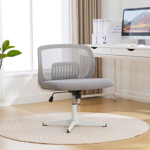 Chaise Bureau Pivotante 360°, Hauteur Réglable, Bascule, Assise Rembourrée Mesh - Gris