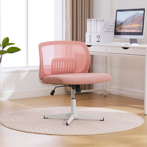 Chaise Bureau Pivotante 360°, Hauteur Réglable, Bascule, Assise Rembourrée Mesh - Rose